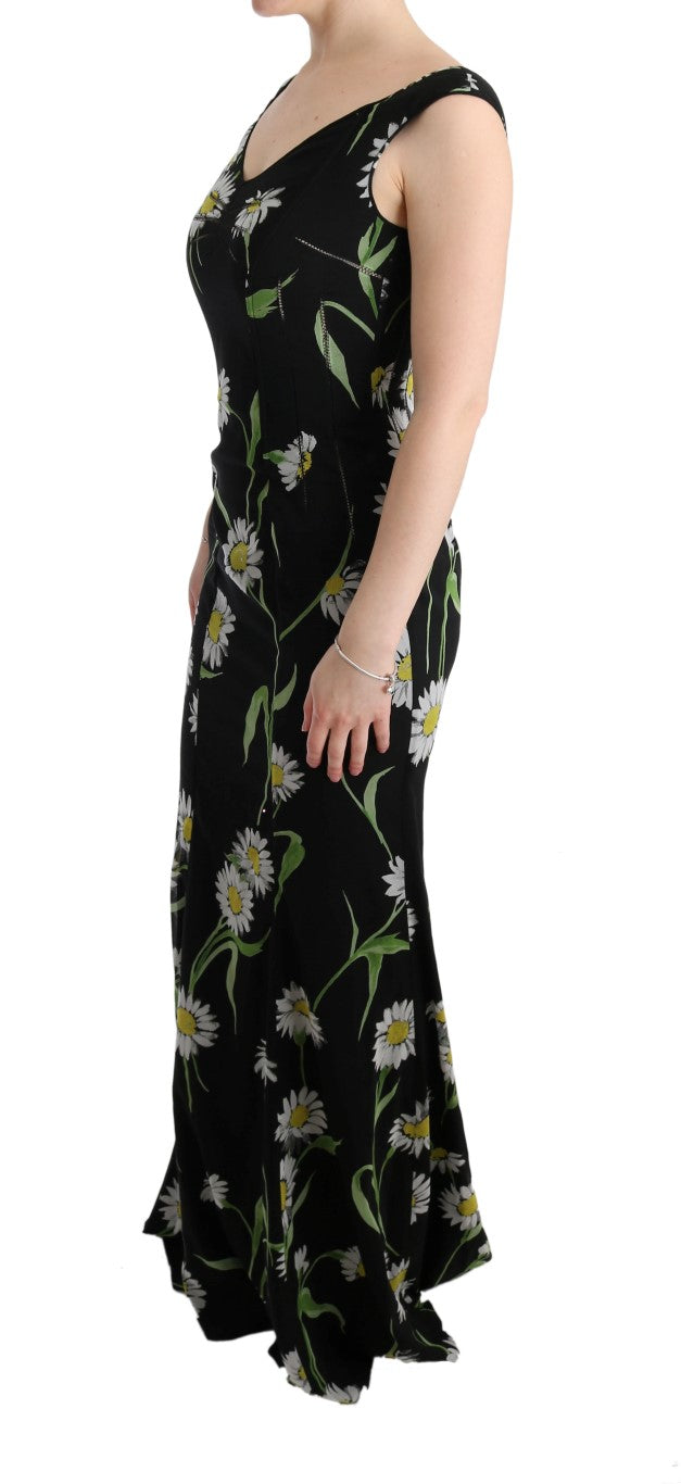 Sunflower Print Full Length Sheath Dress