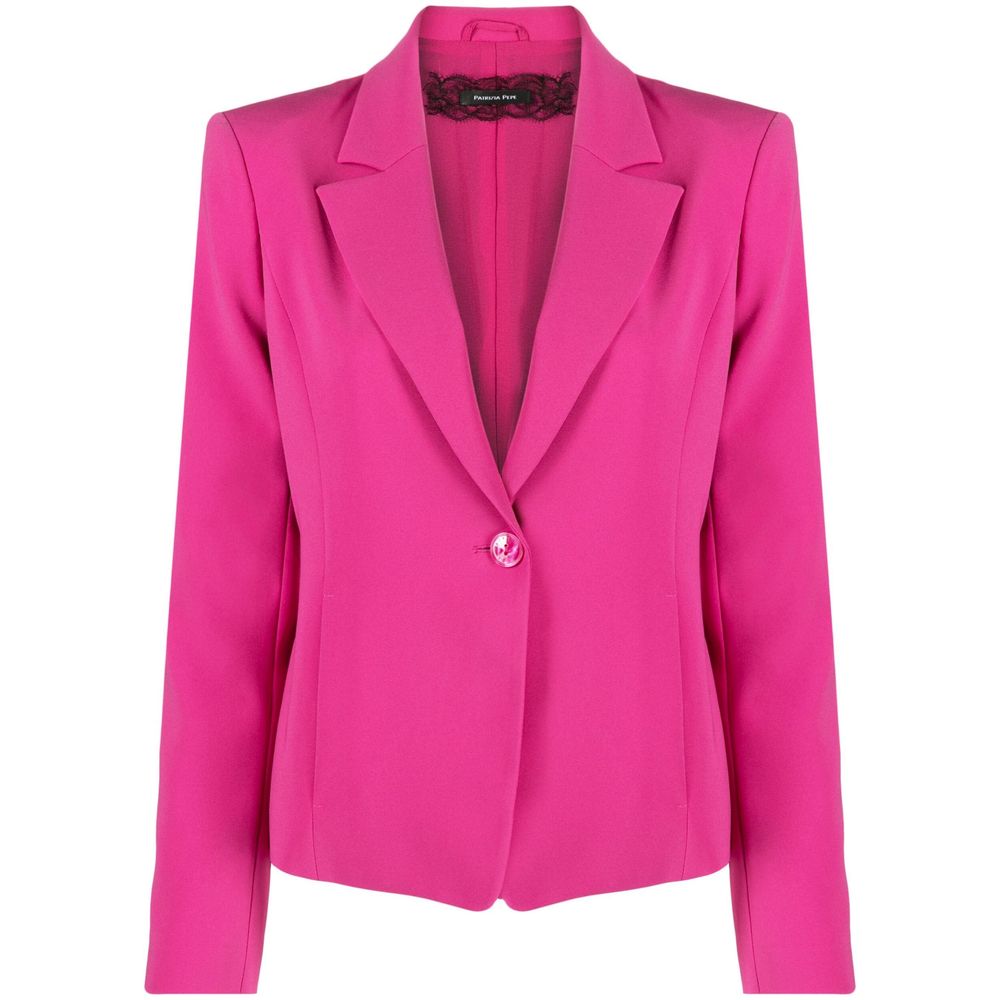 Fuchsiafarbener, dehnbarer, schicker Blazer mit einem Knopf