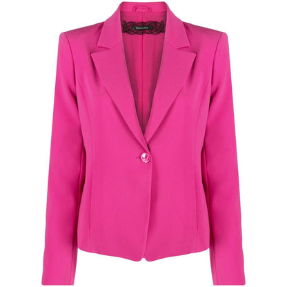 Fuchsiafarbener, dehnbarer, schicker Blazer mit einem Knopf