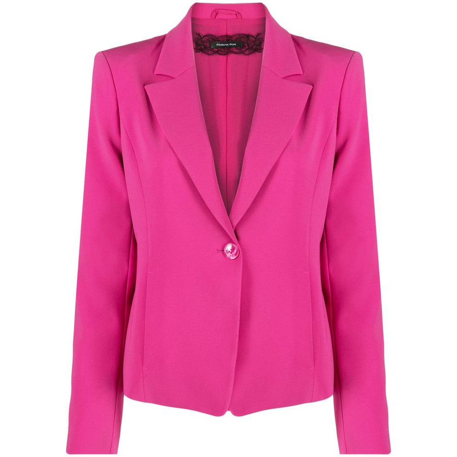 Fuchsiafarbener, dehnbarer, schicker Blazer mit einem Knopf