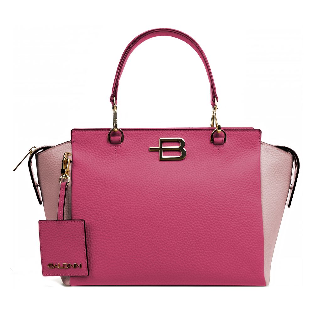 Elegante Handtasche aus strukturiertem Kalbsleder in Fuchsia