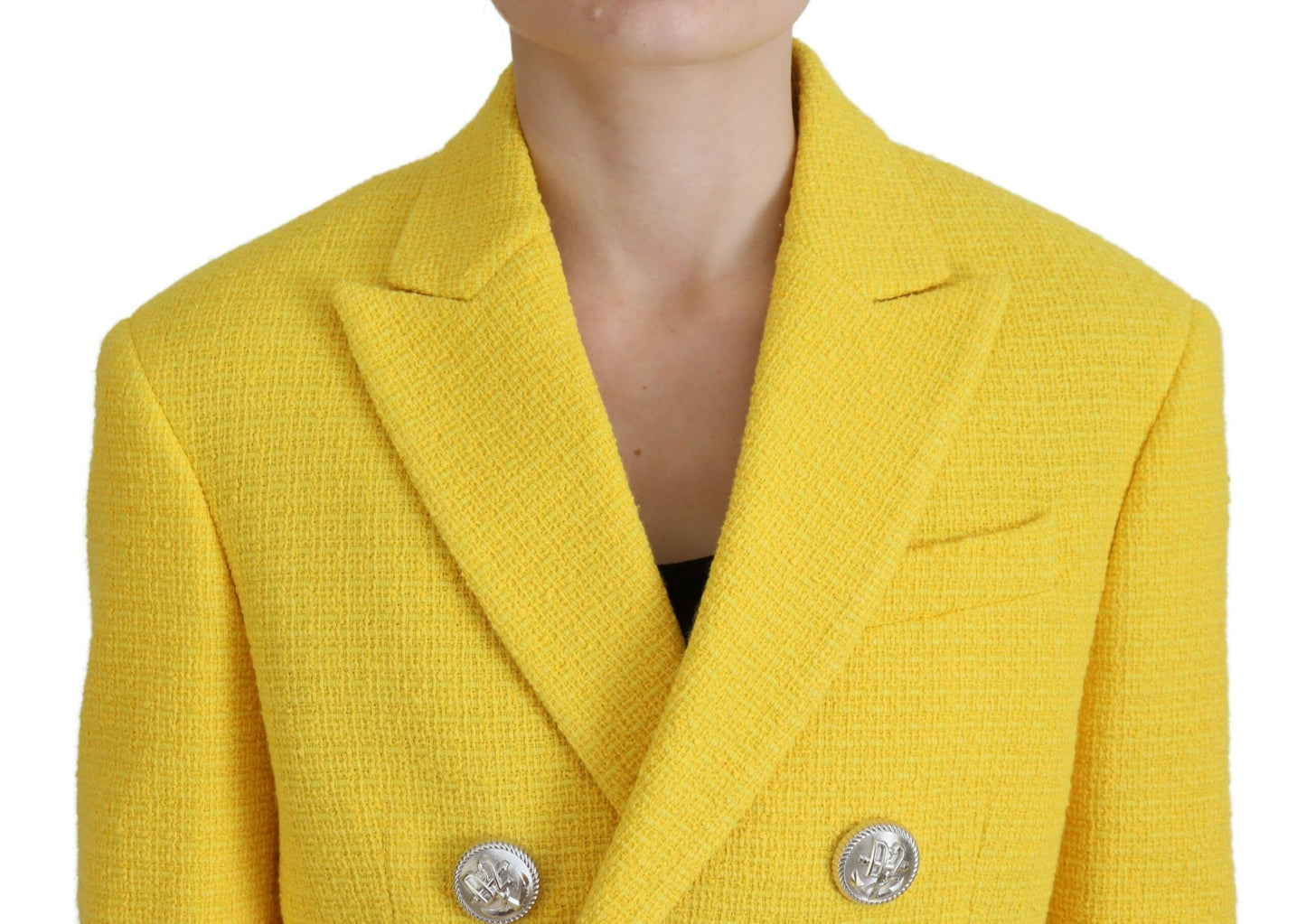 Yellow Double Breasted Mini Suit Blazer Skirt Set