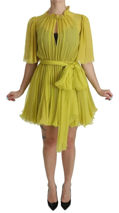 Yellow Shift A-line Silk Gown Dress