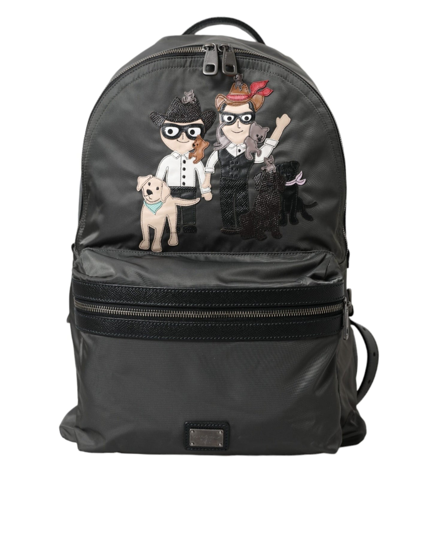 Dunkelgrauer Nylon-Rucksack mit #DGFamily-Patch für Herren