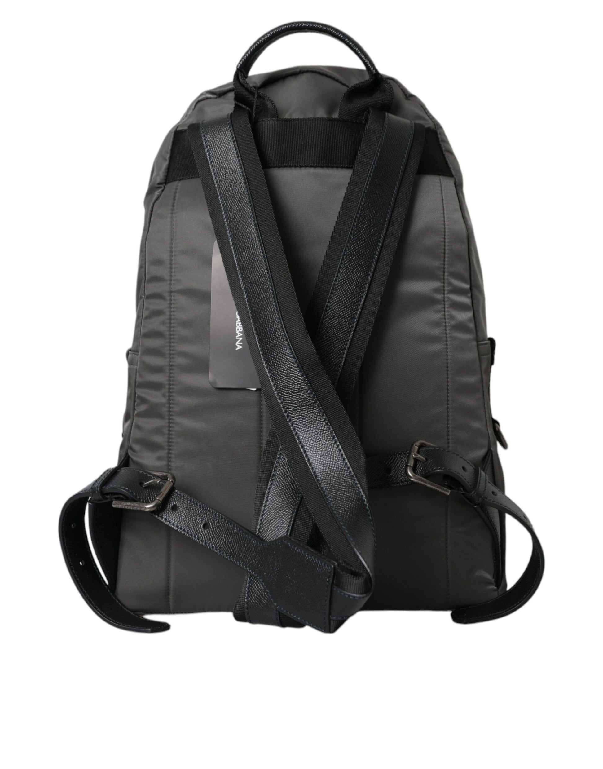 Dunkelgrauer Nylon-Rucksack mit #DGFamily-Patch für Herren