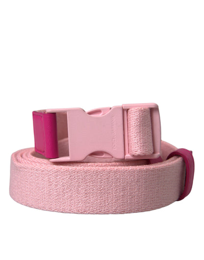 Pink Canvas Stretch Plastic Buckle Women Belt