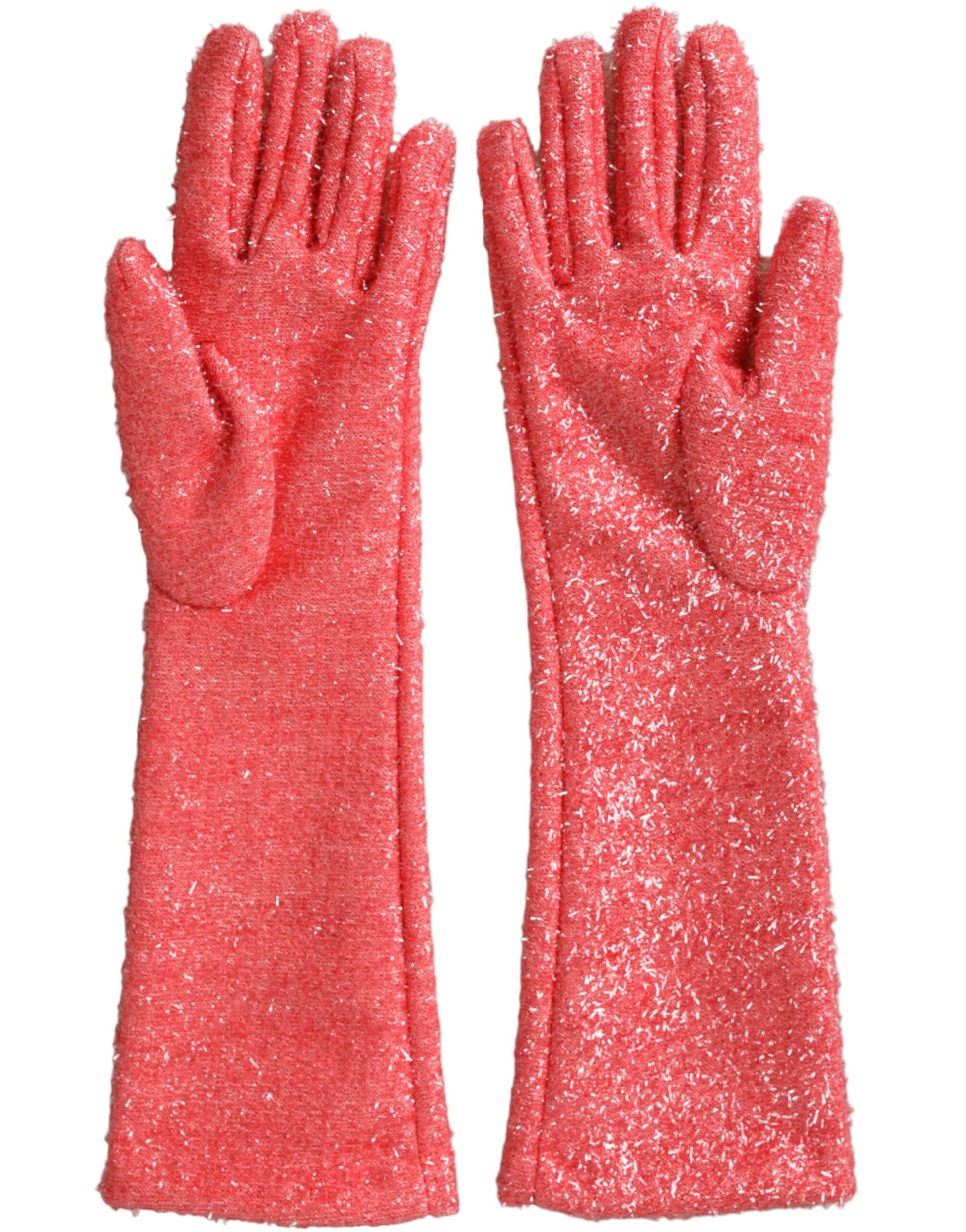 Rosa Lurex Fantasia mittellange Handschuhe