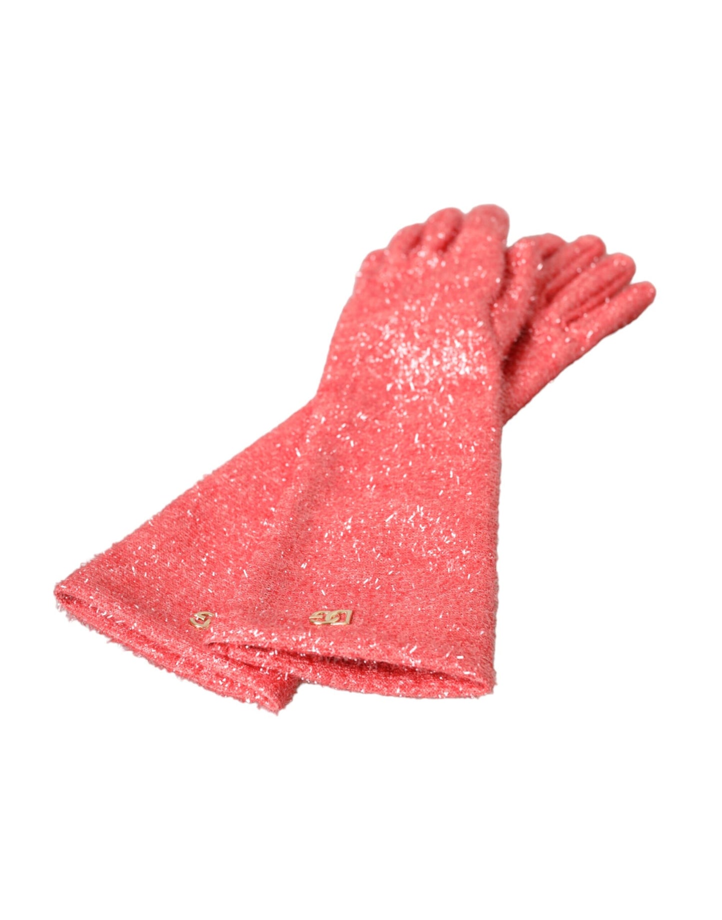 Rosa Lurex Fantasia mittellange Handschuhe