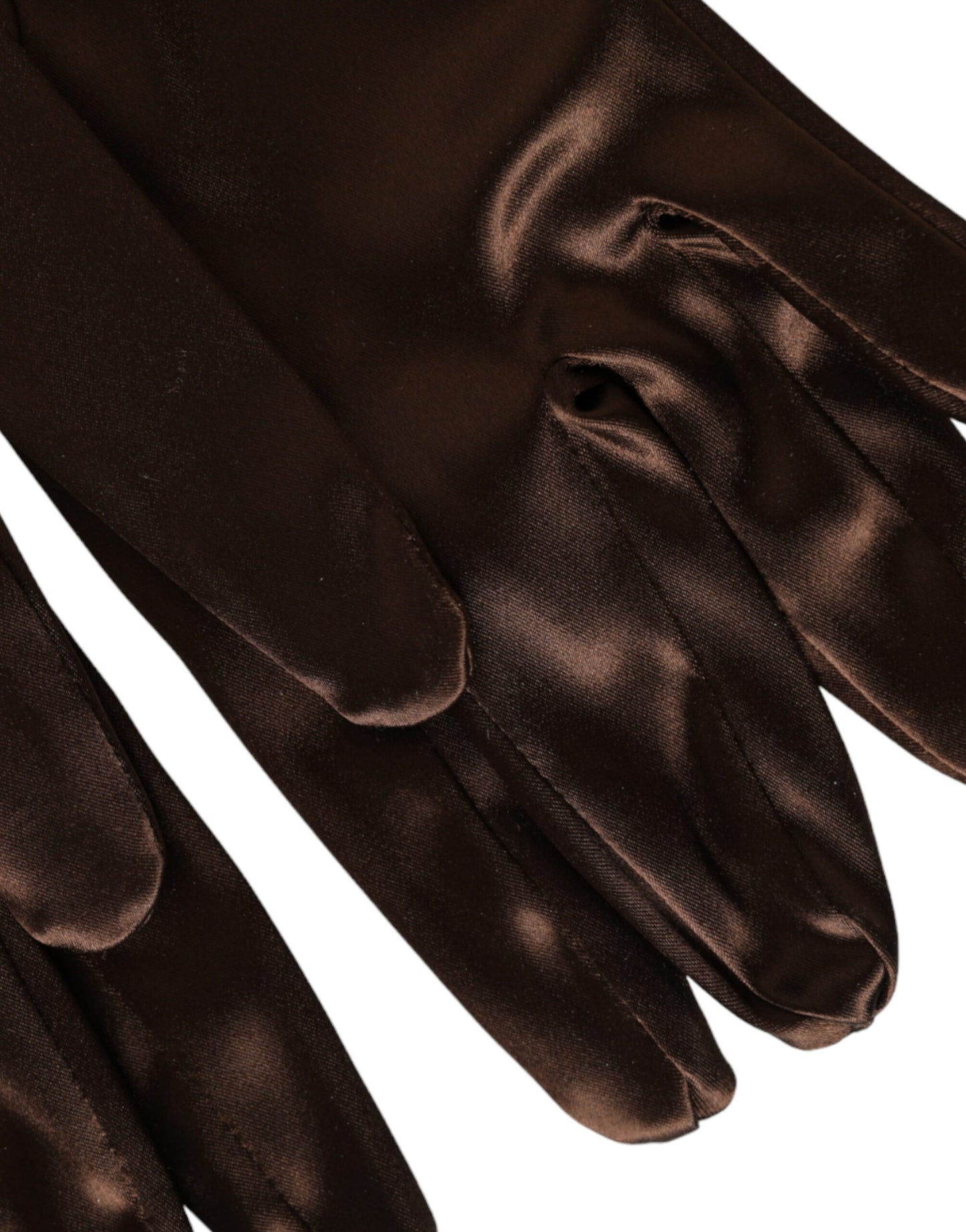 Braune Handschuhe aus Acetat-Satin bis zum Ellenbogen