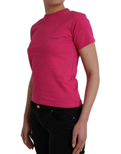 Rosa T-Shirt aus Baumwolle mit Rundhalsausschnitt und kurzen Ärmeln