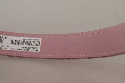 Pink Jaquard Embroidered Gold Tone Metal Buckle Belt