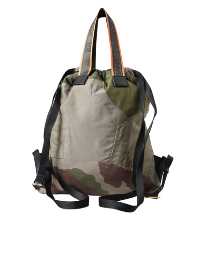 Military Green Patchwork Rucksack Backpack Bag