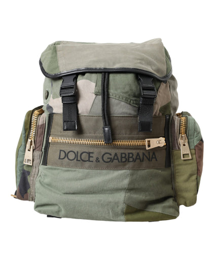 Militärgrüner Patchwork-Rucksack