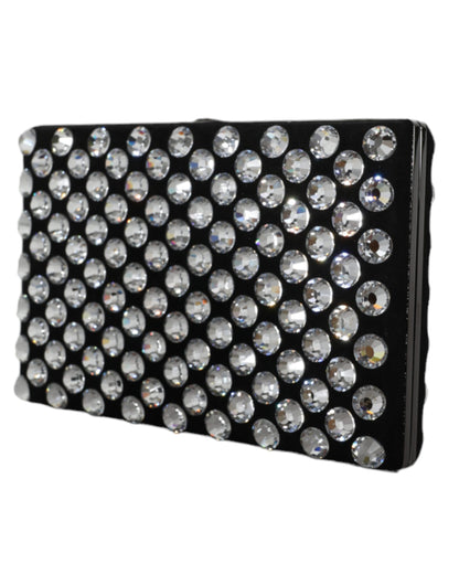 Black Velvet Crystal Clutch Evening Party Purse Bag