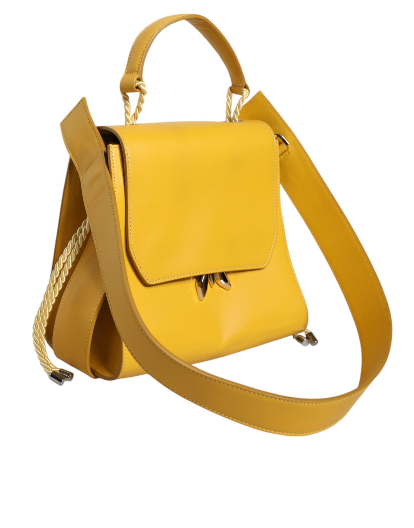 Yellow Leather Shoulder Strap Top Handle Bag