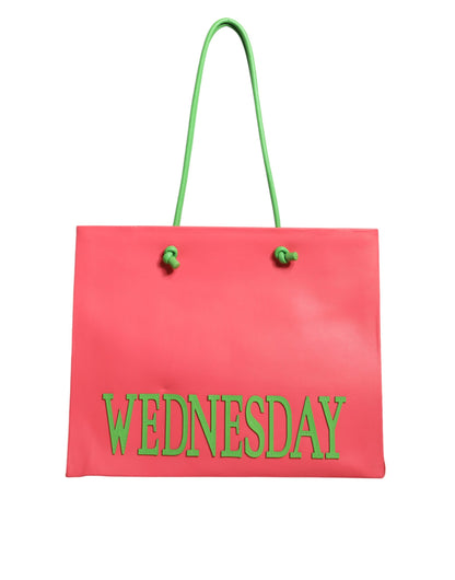 Pink Leather Weekend Wednesday Shopping Tote Bag