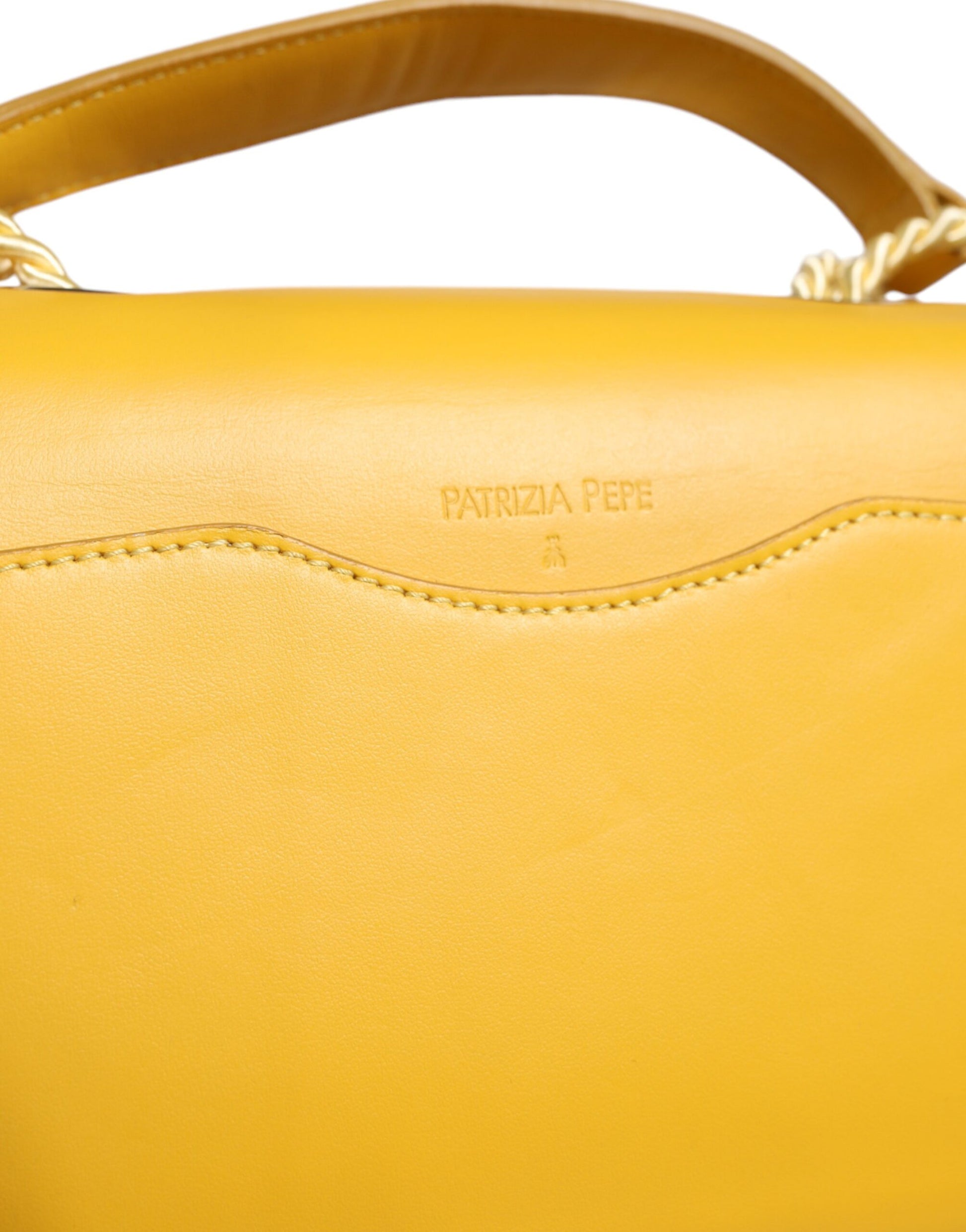 Yellow Leather Shoulder Strap Top Handle Bag