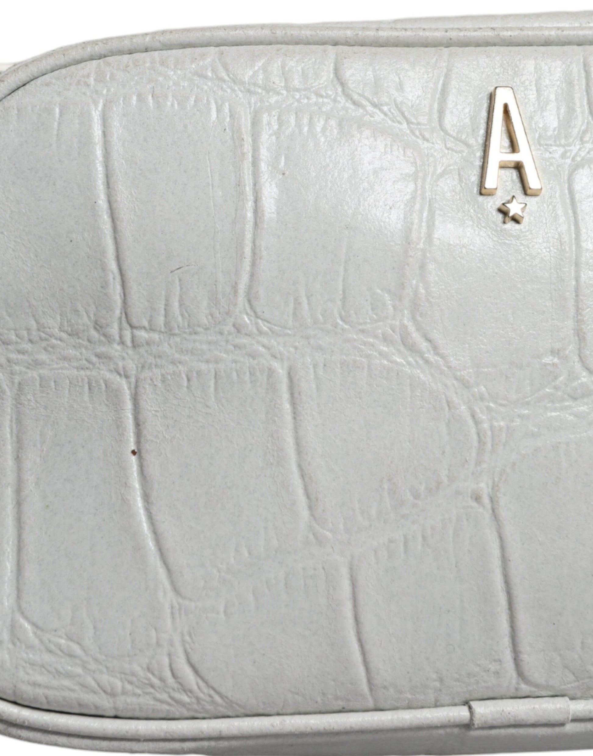 White Croc Print Leather Crossbody Sling Bag