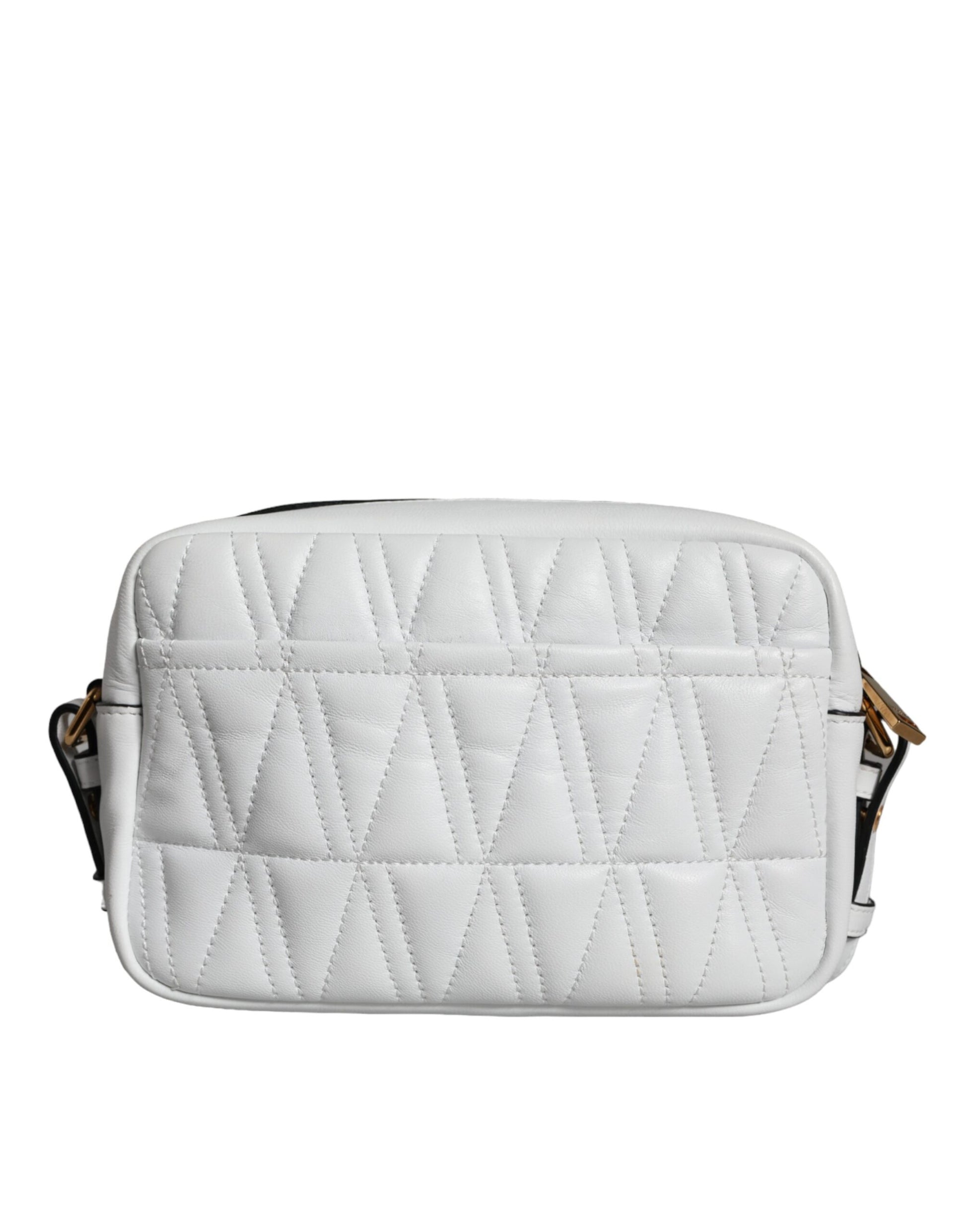 White Quilted Nappa Leather Crossbody Shoulder Bag