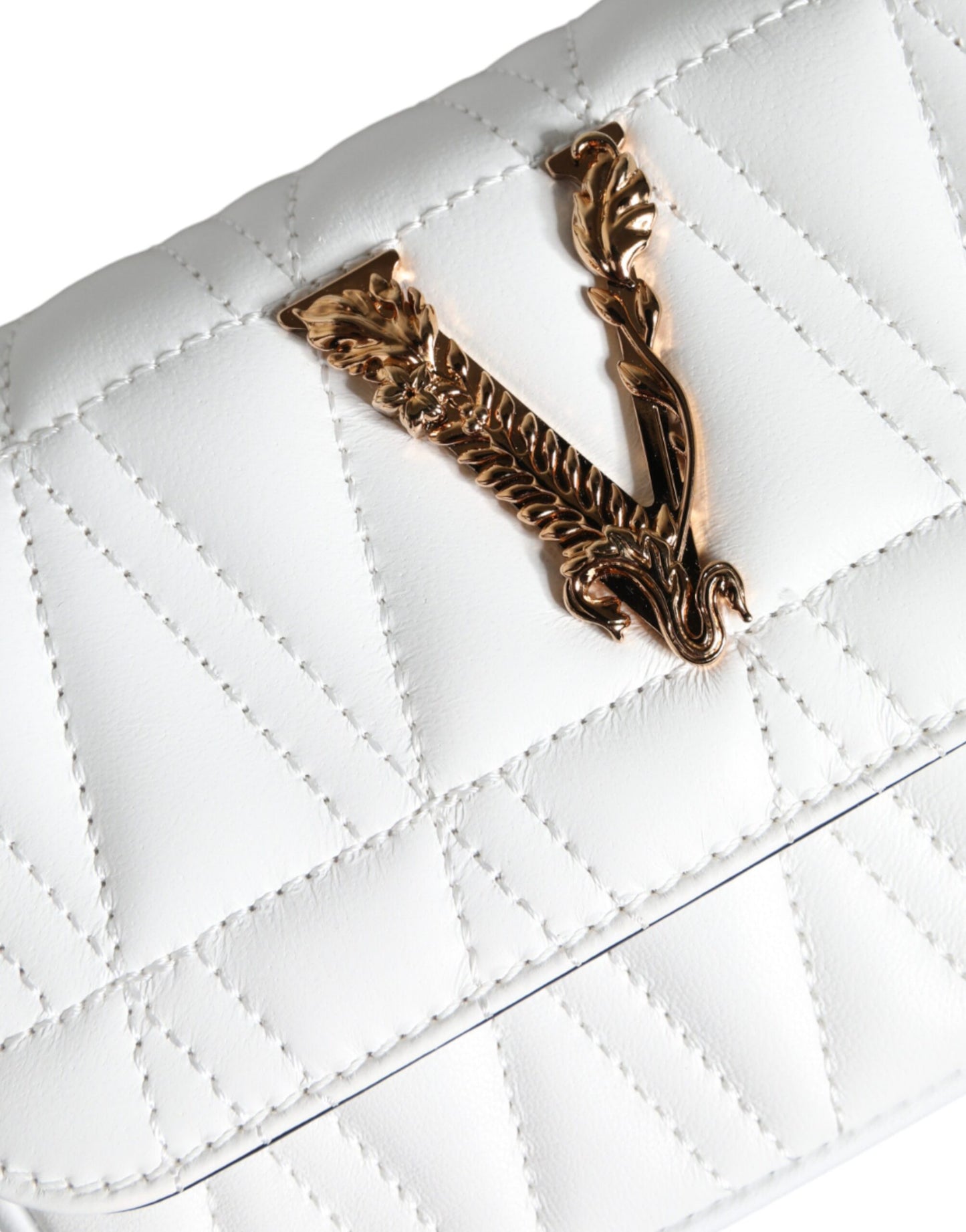 White Quilted Nappa Leather Crossbody Shoulder Bag