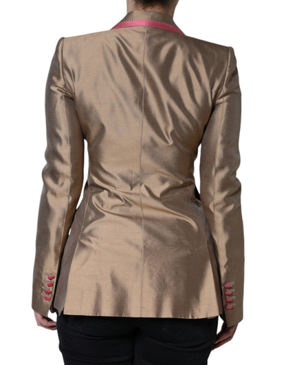 Metallic Brown Double Breasted Blazer Jacket