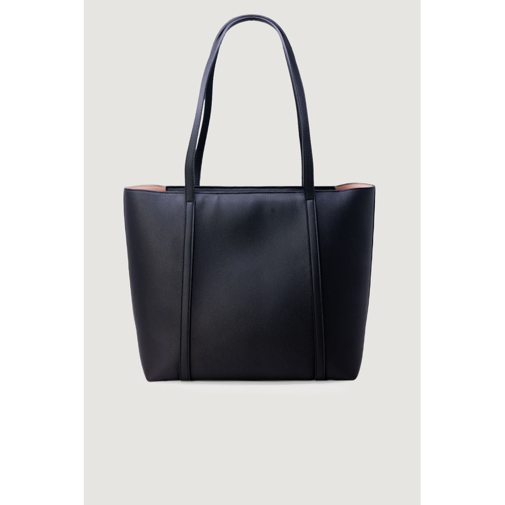 Black Synthetic Leather Handbag