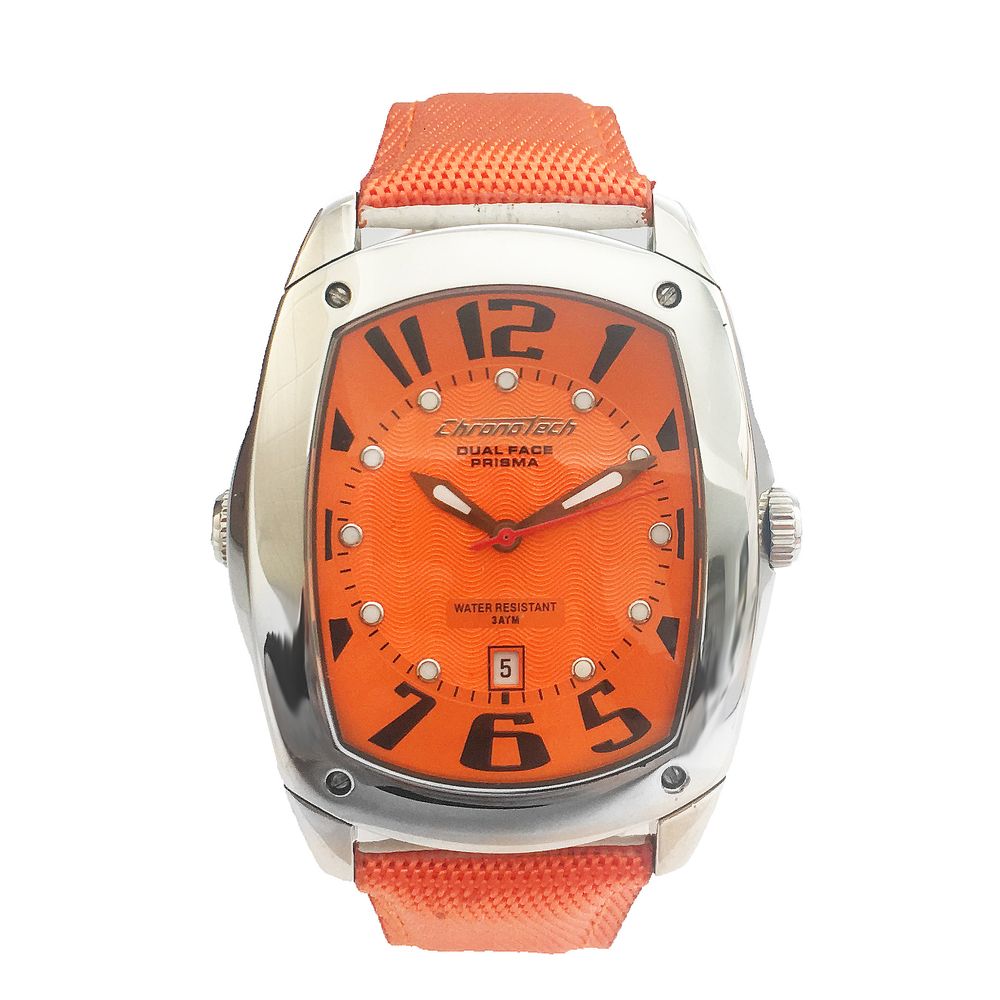 orangefarbene Lederuhr