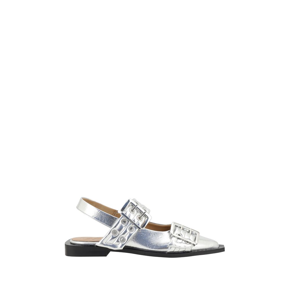 Buckle Metallic Ballerinas