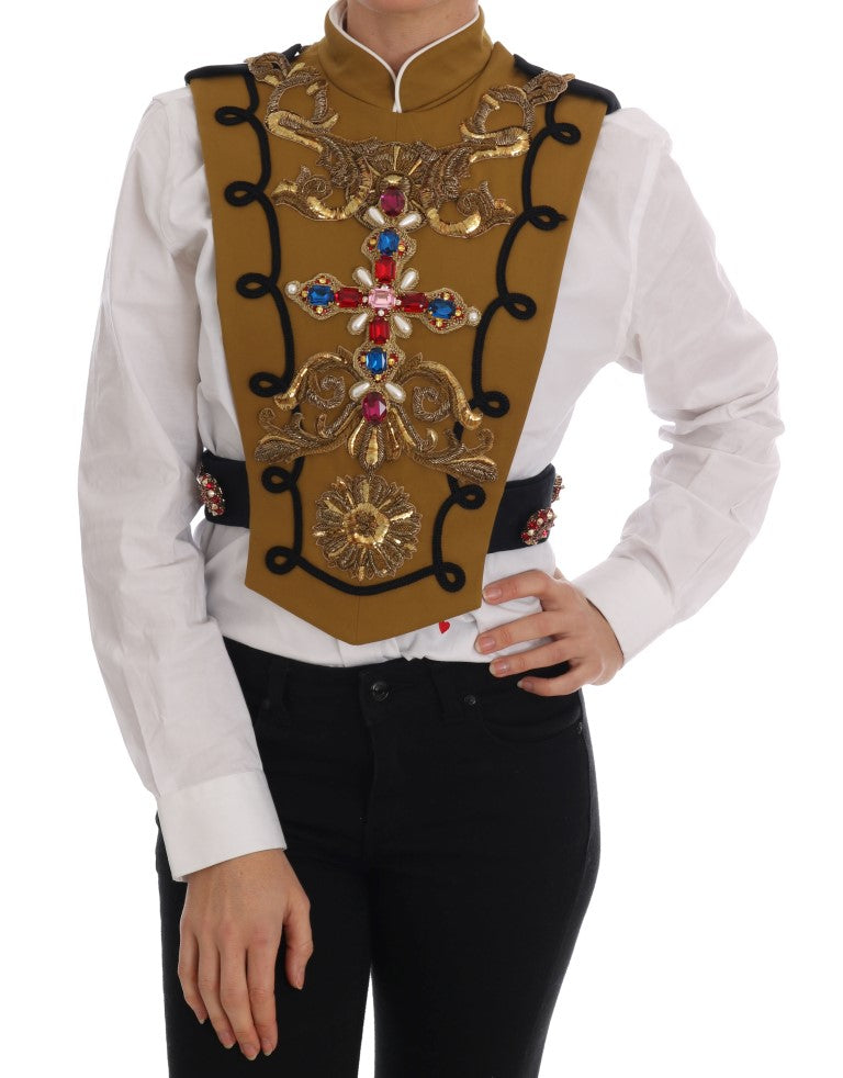 Runway Embellished Crystal Cross Vest