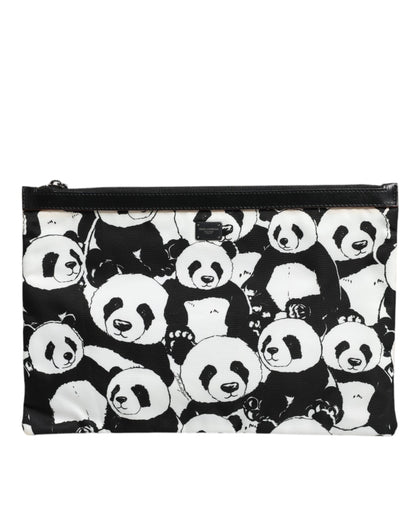 Black White Panda Pattern Clutch Pouch Bag