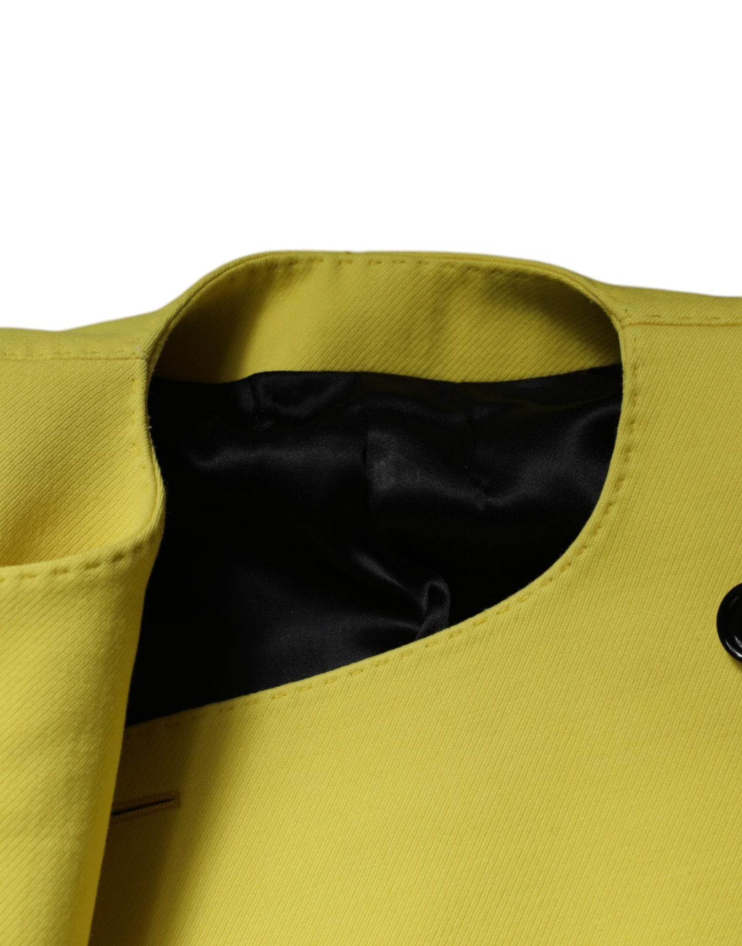 Lemon Yellow Wool Long Sleeves Cropped Coat Jacket