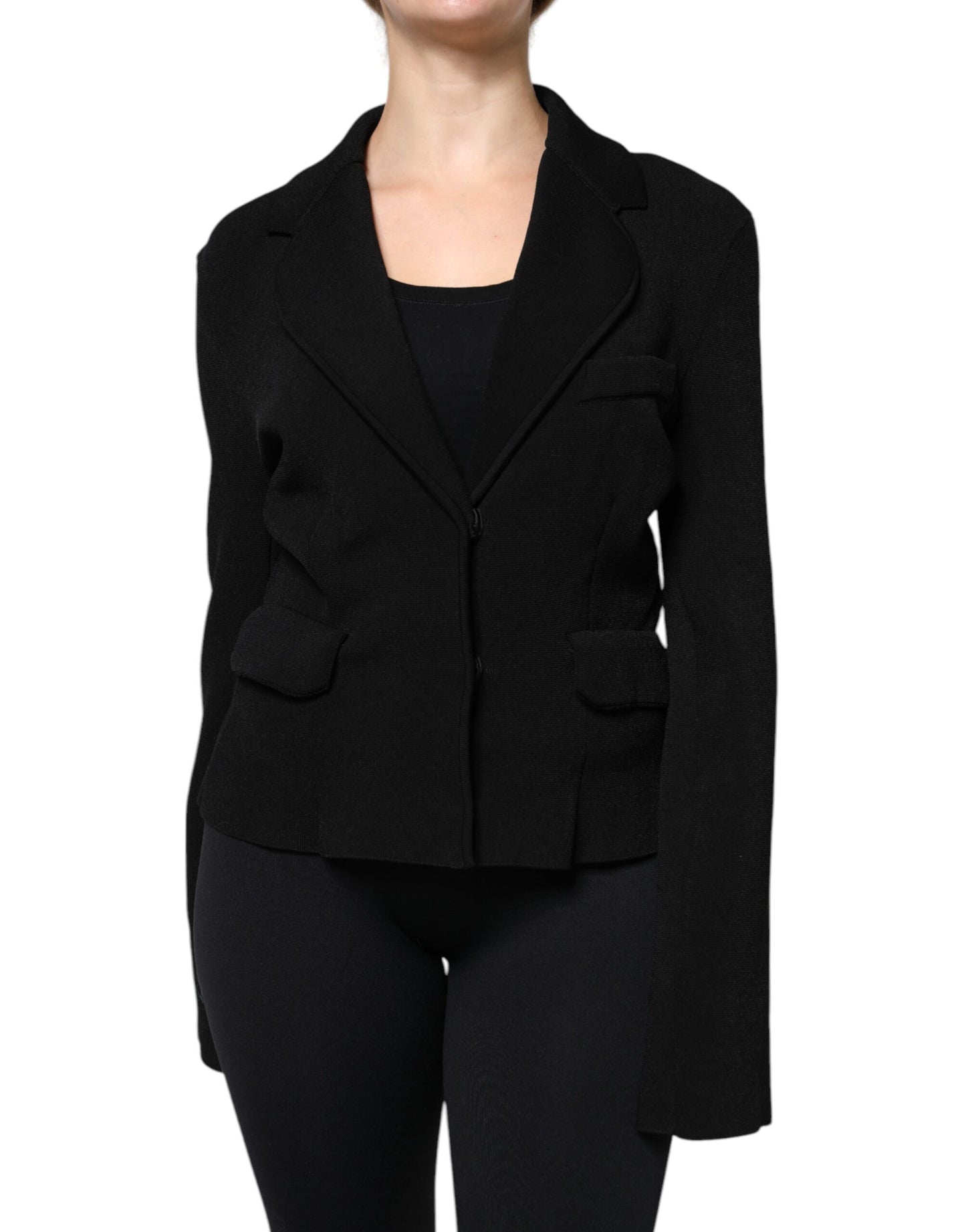 Black Viscose Single Breasted Blazer Jacket