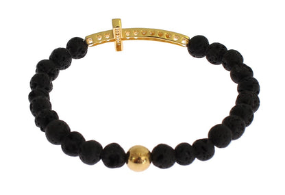 Elegantes Armband aus Gold und schwarzem Lavastein