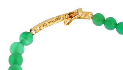 Elegantes grünes Jade-Perlen- und vergoldetes Armband